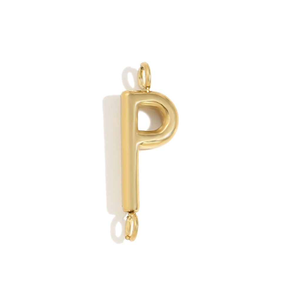 Minimalist 18K Gold Plated Stainless Steel Letter Charm Bar