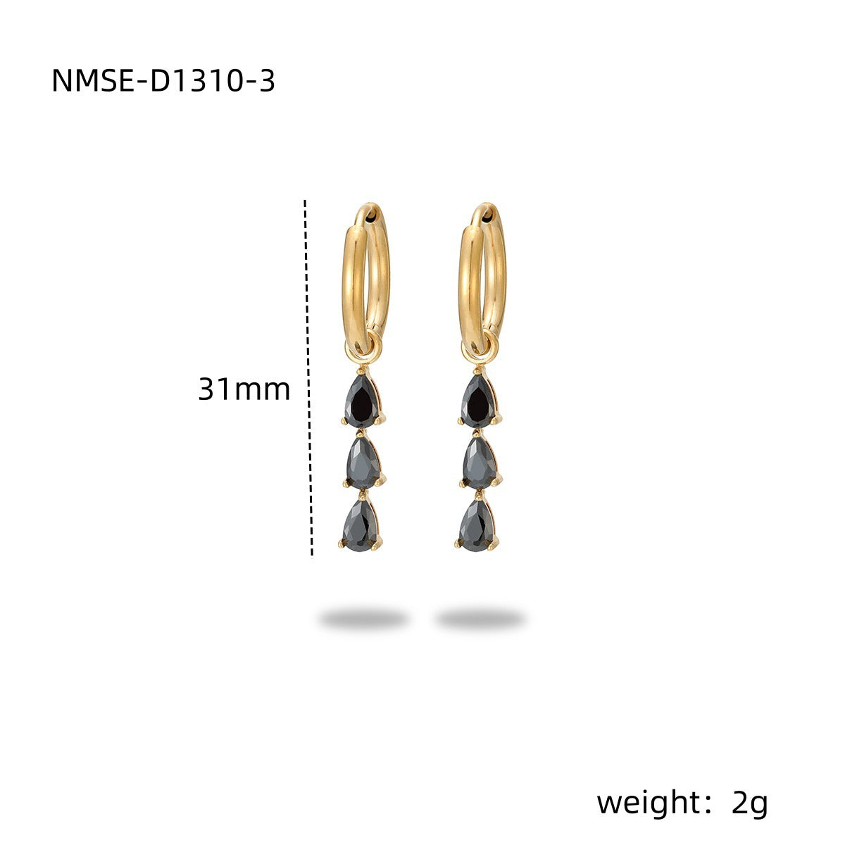 Pendientes de Acero de Titanio en Forma de Gota de Agua a la Moda con Incrustaciones de Pedrería, Acabado Galvanizado, Diseño de Lujo Ligero para Mujeres