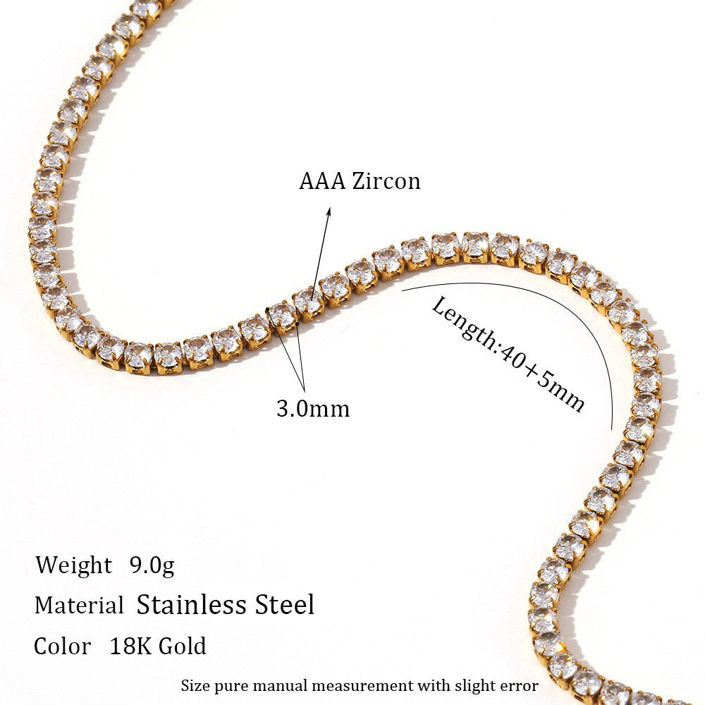 Minimalist Geometric Stainless Steel Plated Bracelet with Zirconia for Women