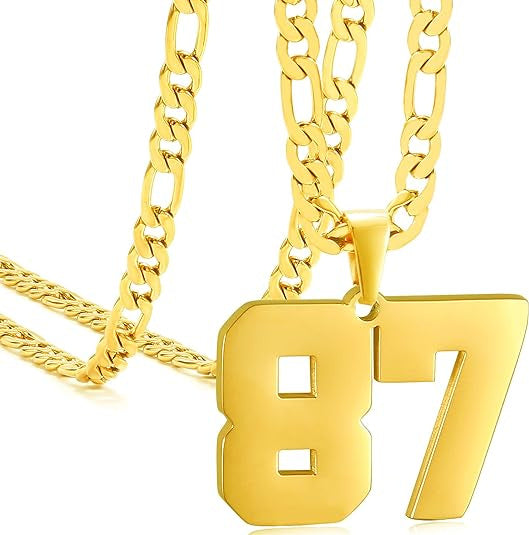 Minimalist Numeric Pendant Necklace for Men and Women Stainless Steel Chain with Polished Titanium Steel Charm