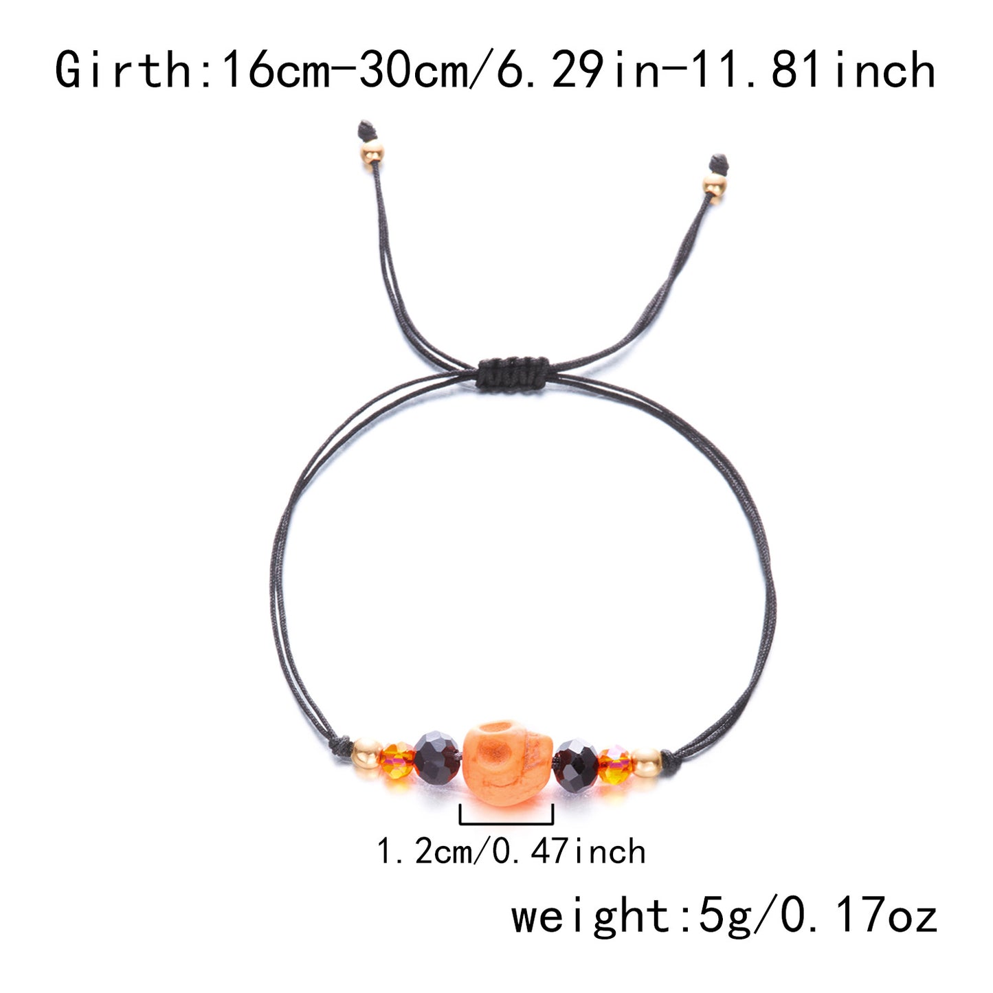 Dark Gothic Style Resin Handmade Halloween Bracelet for Women with Skull and Pumpkin Motifs