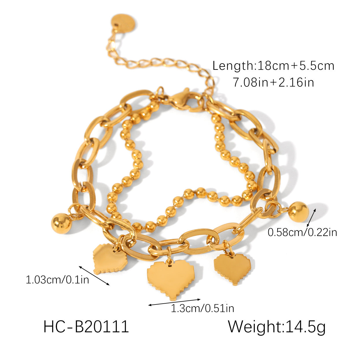 Bracciale Minimalista a Cuore in Acciaio Inossidabile con Dettagli Perla e Chiusura a Gancio per Donna