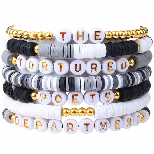 Casual Letter Resin Bracelet Set Unisex