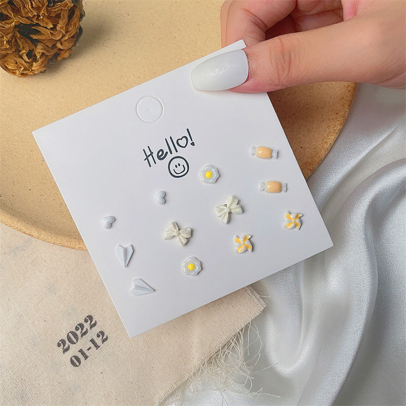 Sweet Minimalist 925 Sterling Silver Post Resin Drip Oil Geometric Floral Stud Earrings for Women