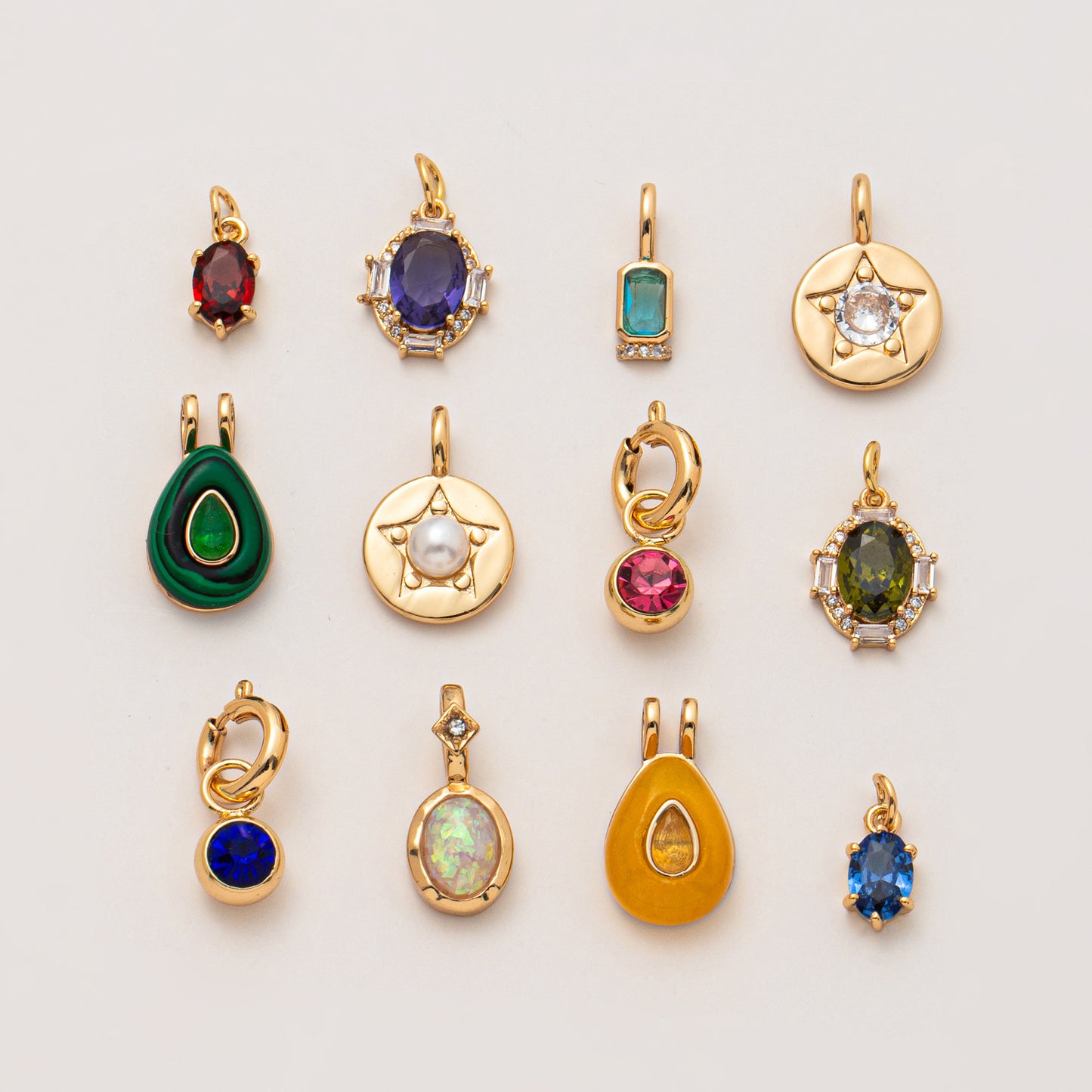 Vintage Geometric Stainless Steel PVD Gold Plated DIY Charm Bar Necklace with 12 Birthstones