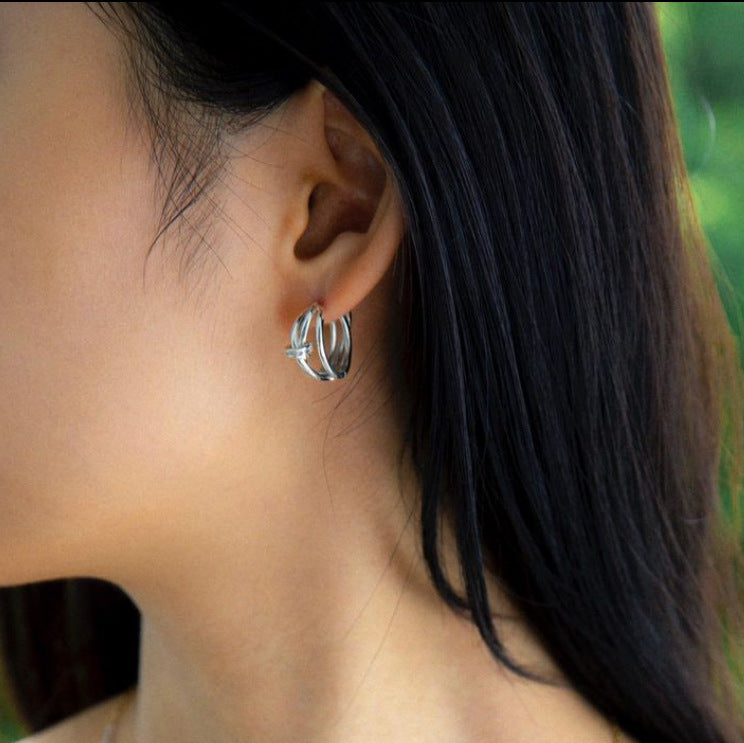 Minimalist Geometric Letter Silver Stud Earrings for Women with 925 Sterling Silver Posts and Gold Plating Option