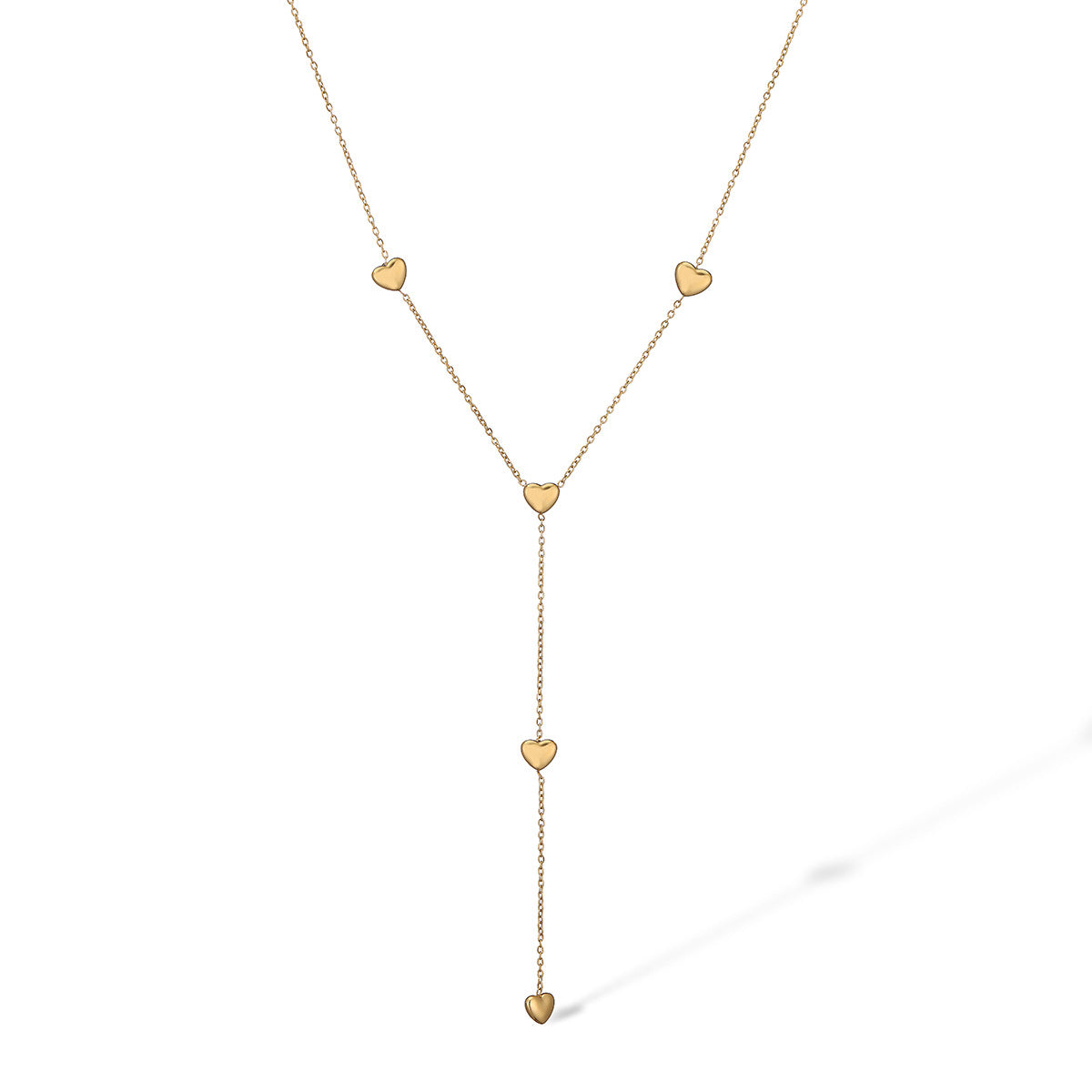 Collana pendente minimalista con cuore e stella da donna, con catena in acciaio inossidabile e dettaglio a frange