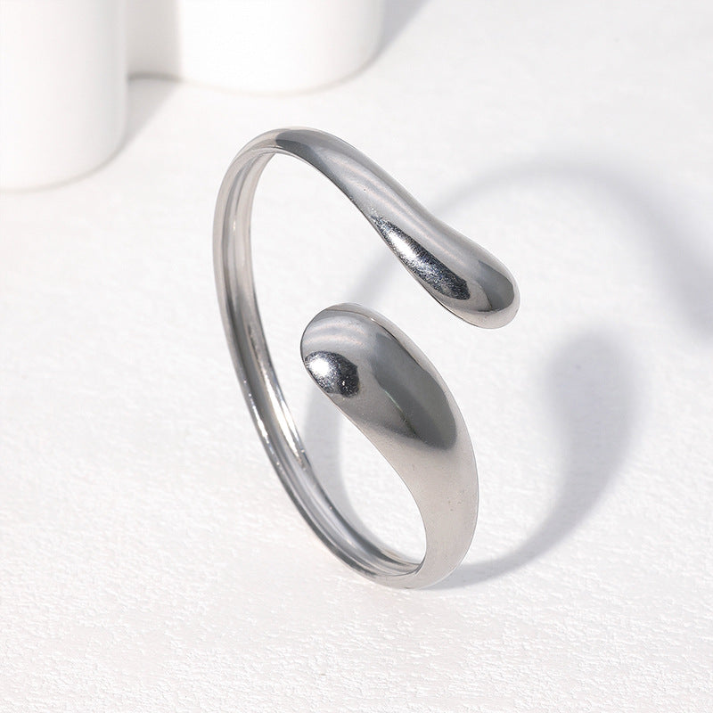 Minimalist Stainless Steel Open Bangle Bracelet with 18K Gold Plating Titanium Steel Finish for Women