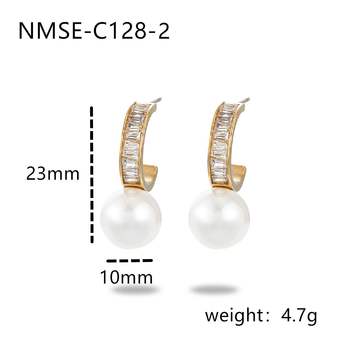 Orecchini da donna in acciaio inossidabile geometrici lussuosi e minimalisti con placcatura in oro e dettagli in perle