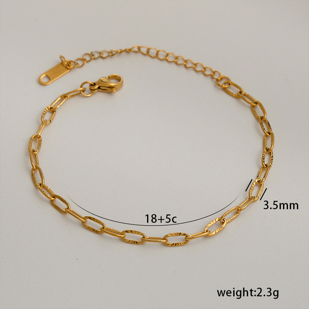 Bracciale da donna minimalista a rombi in acciaio al titanio con placcatura in oro 18 carati, accessorio di moda versatile