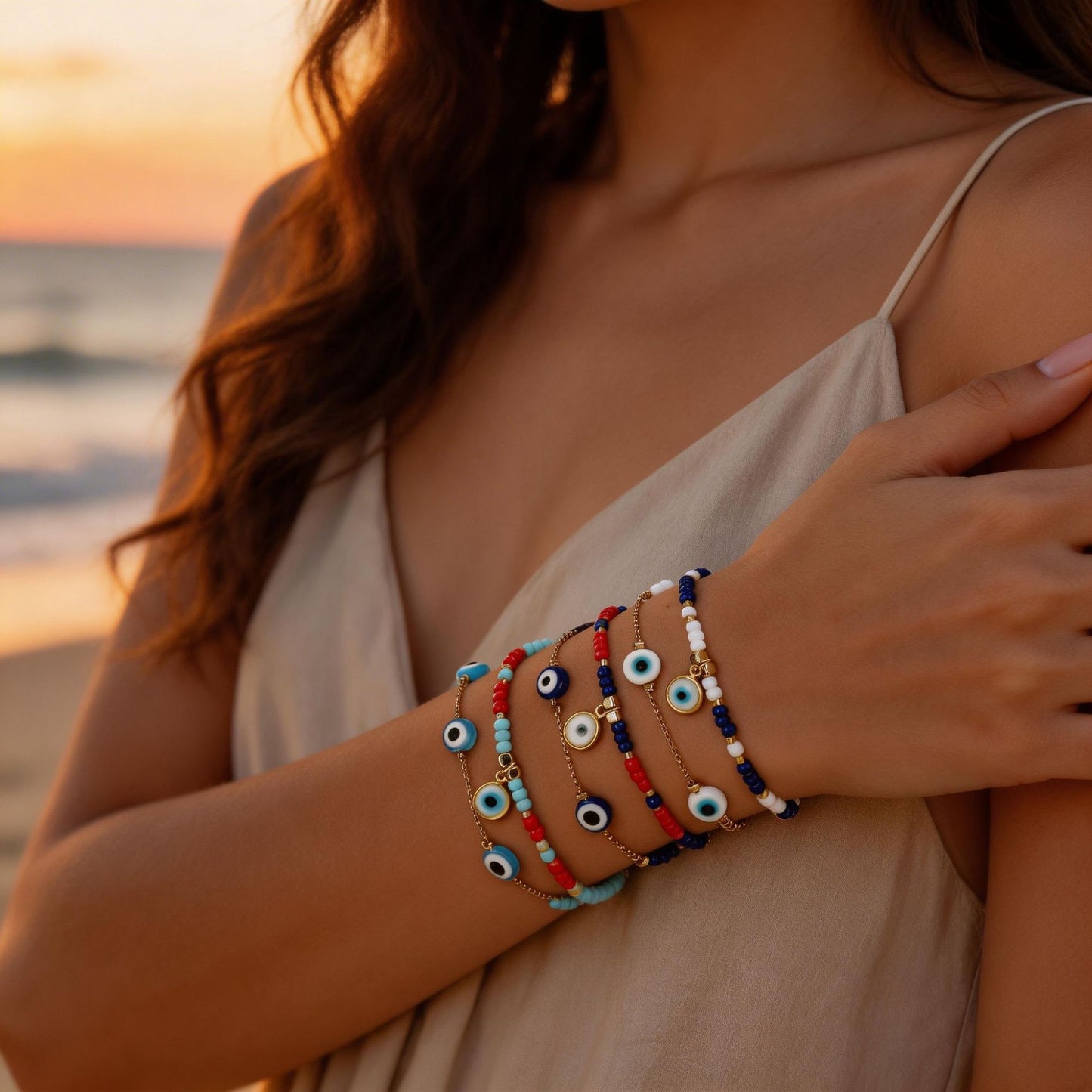 Geometric Round Acrylic Beaded Bracelet