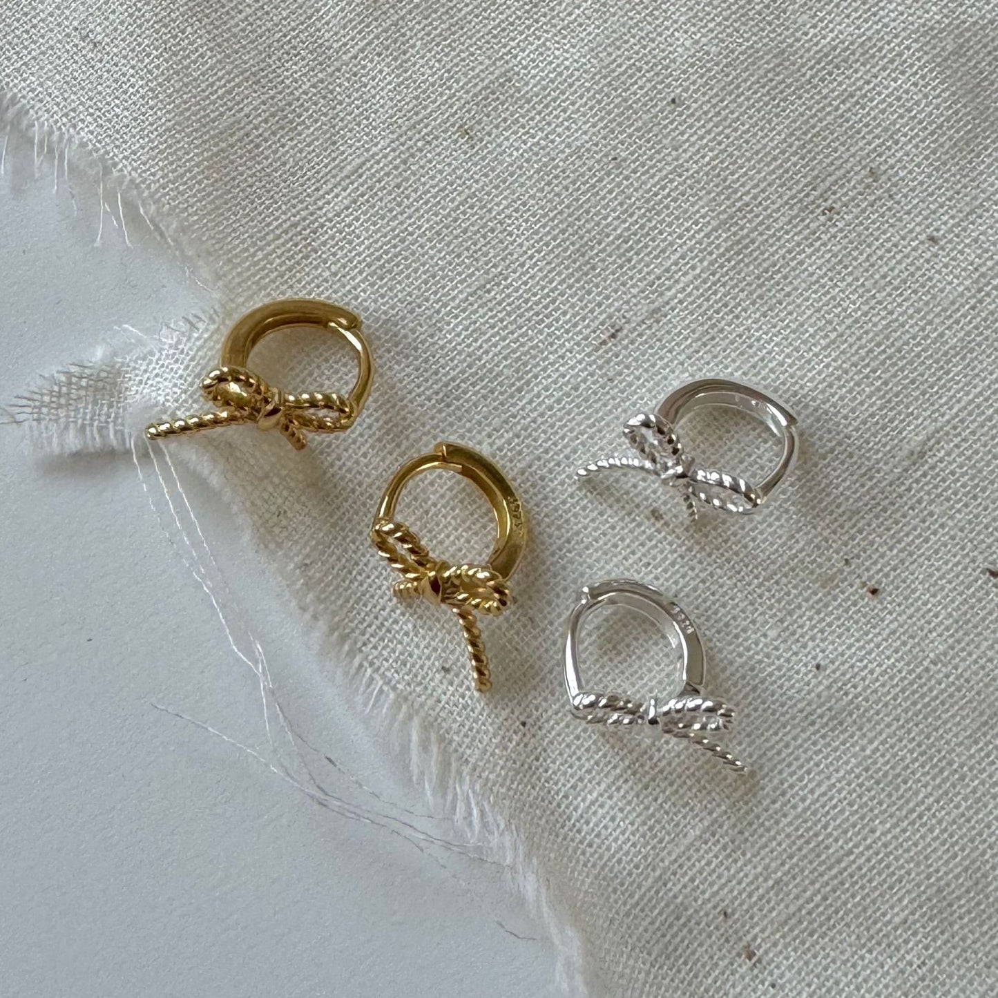 Minimalist Bow Knot Earrings in 925 Sterling Silver with Plated Finish for Women