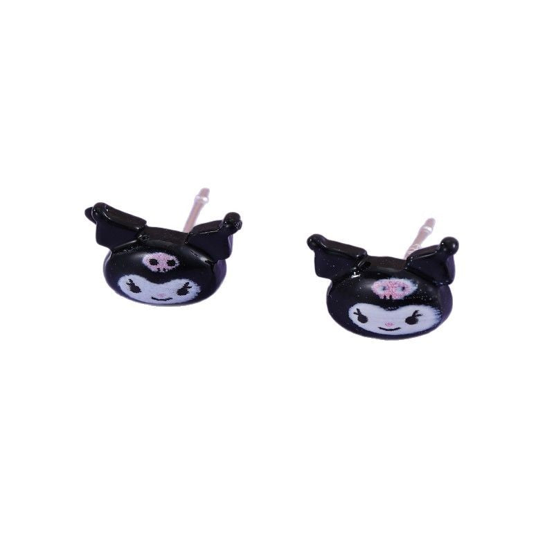 Orecchini a perno in resina con cartone animato minimalista Kuro Mi per bambine dai 3 ai 10 anni, gioielli per bambini stile principessa