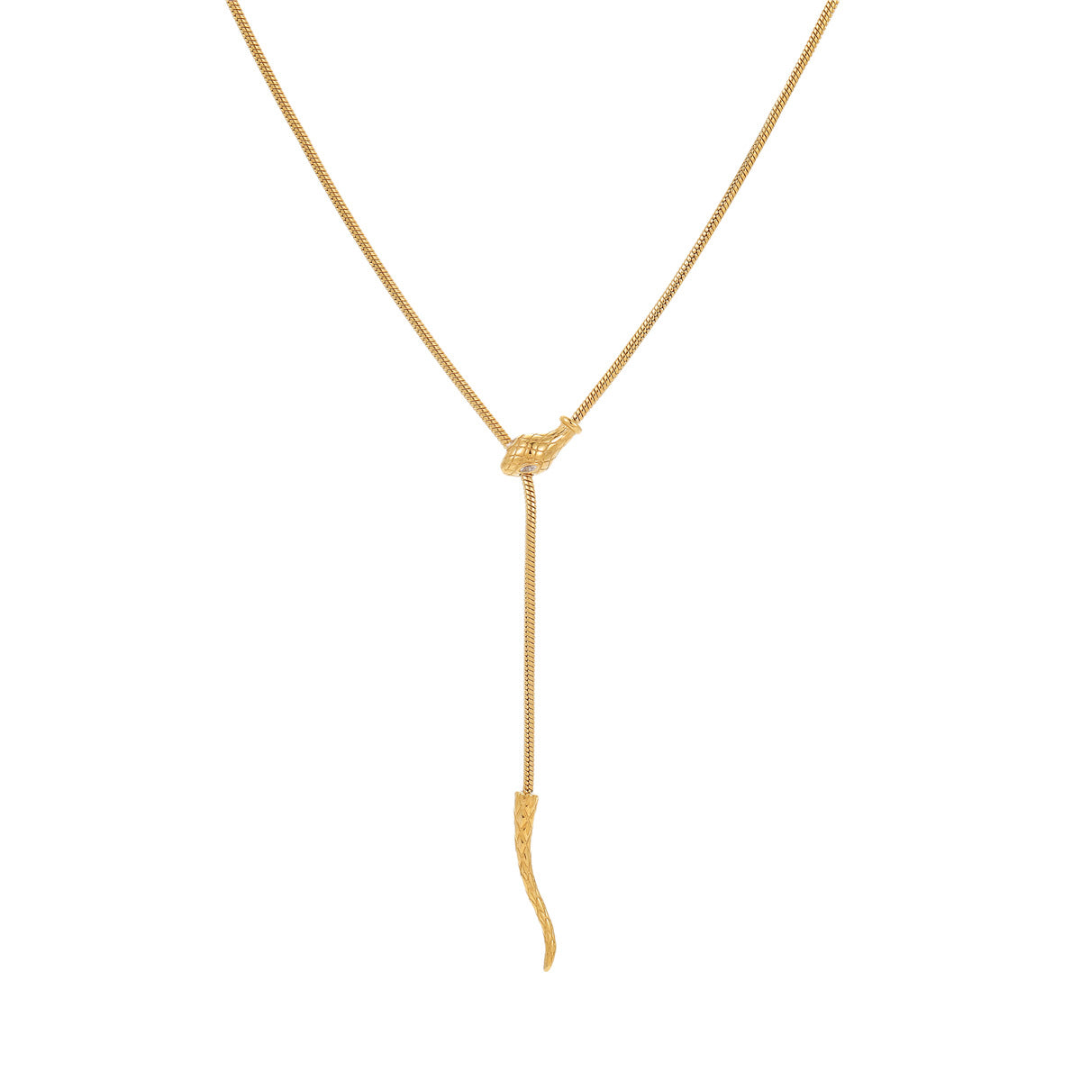 Fashionable Geometric Snake Chain Necklace in Stainless Steel with 18K Gold Plating for Women