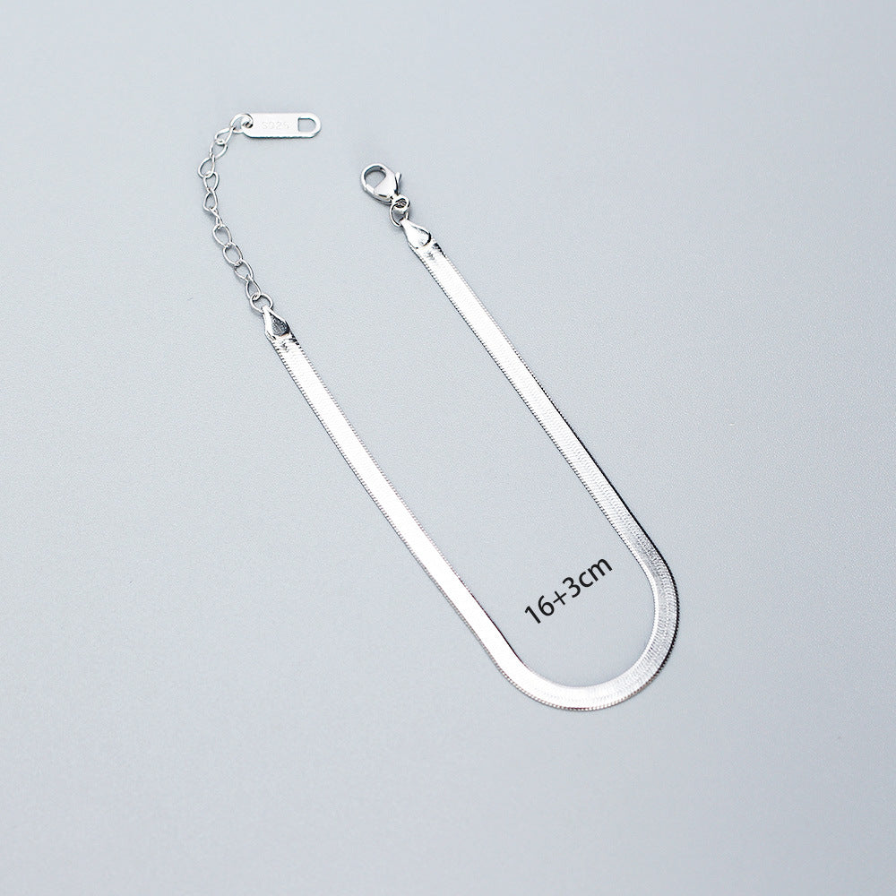 925 Sterling Silver Geometric Snake Chain Bracelet