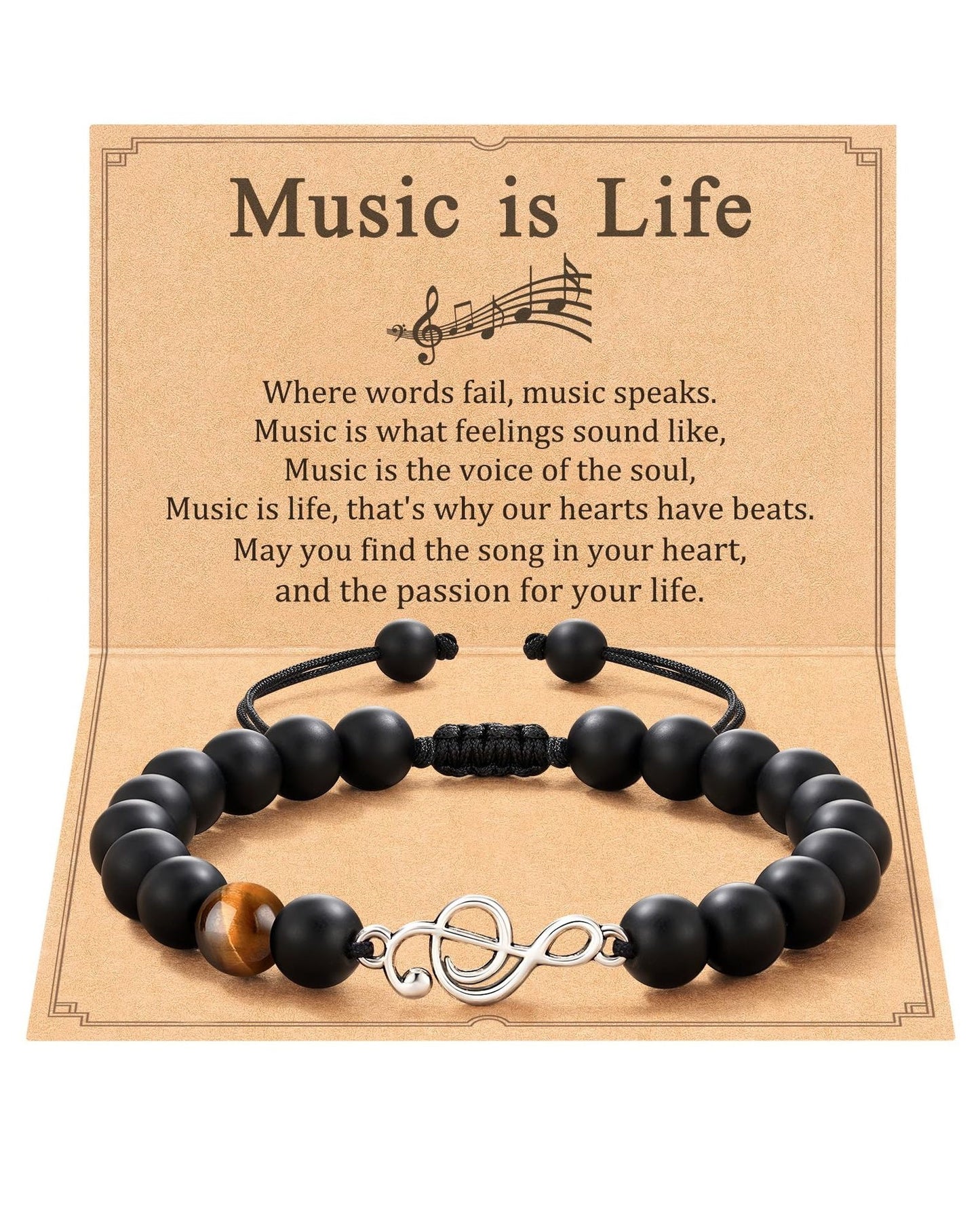 Minimalist Geometric Crystal Bracelet with Music Note Charm Unisex Handmade Jewelry