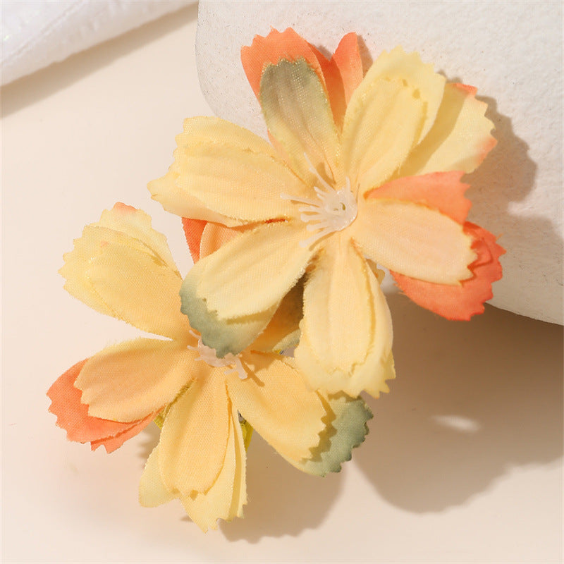 Cute Floral Hair Clip for Kids in Spring Pastel Gradient Colors with Metal Base and Flower Accent Design
