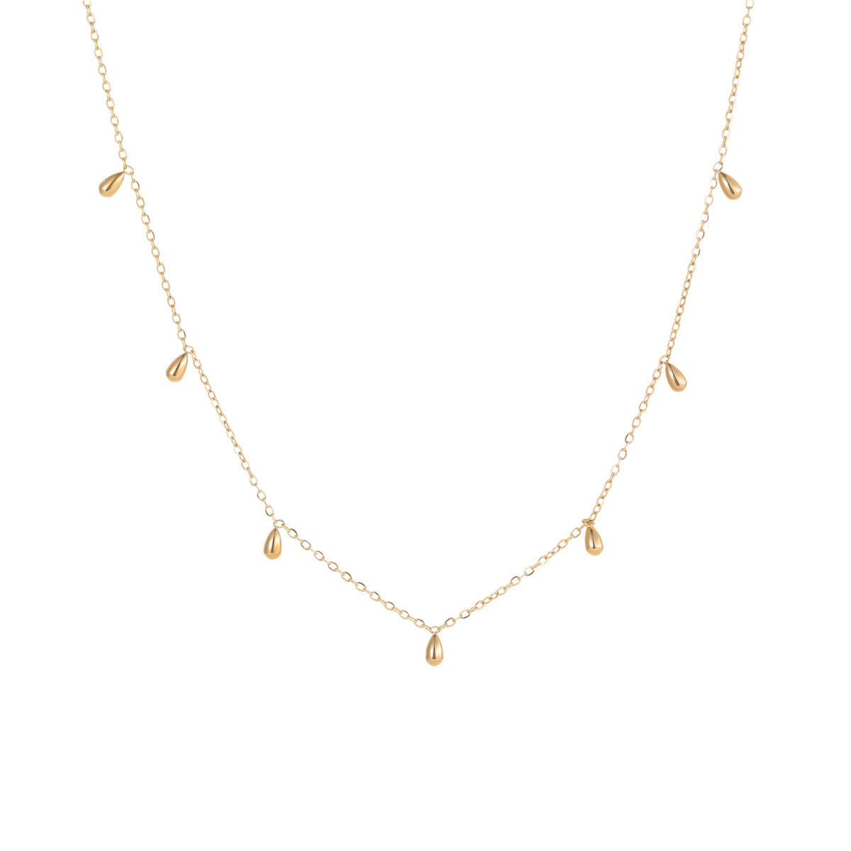Minimalist Luxe Titanium Steel Drop Pendant Necklace with Fringe Detail and 18K Gold Plating for Women