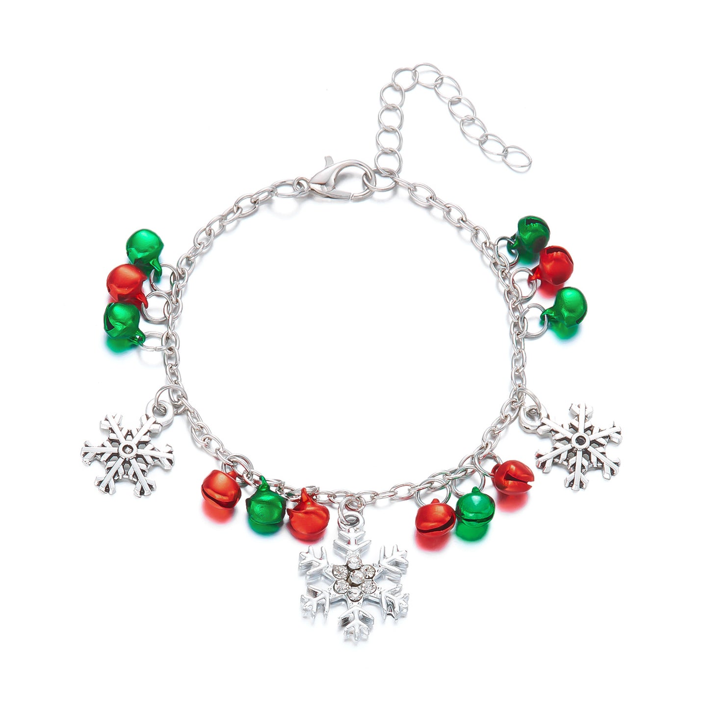 Juego de collares minimalistas de copo de nieve y campana de Navidad con dije de aleación y cadena O para mujer