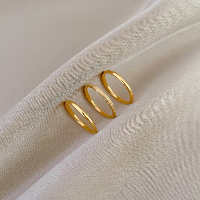 Geometric Minimalist Titanium Steel Polished Ring for Unisex Fashion Commuter