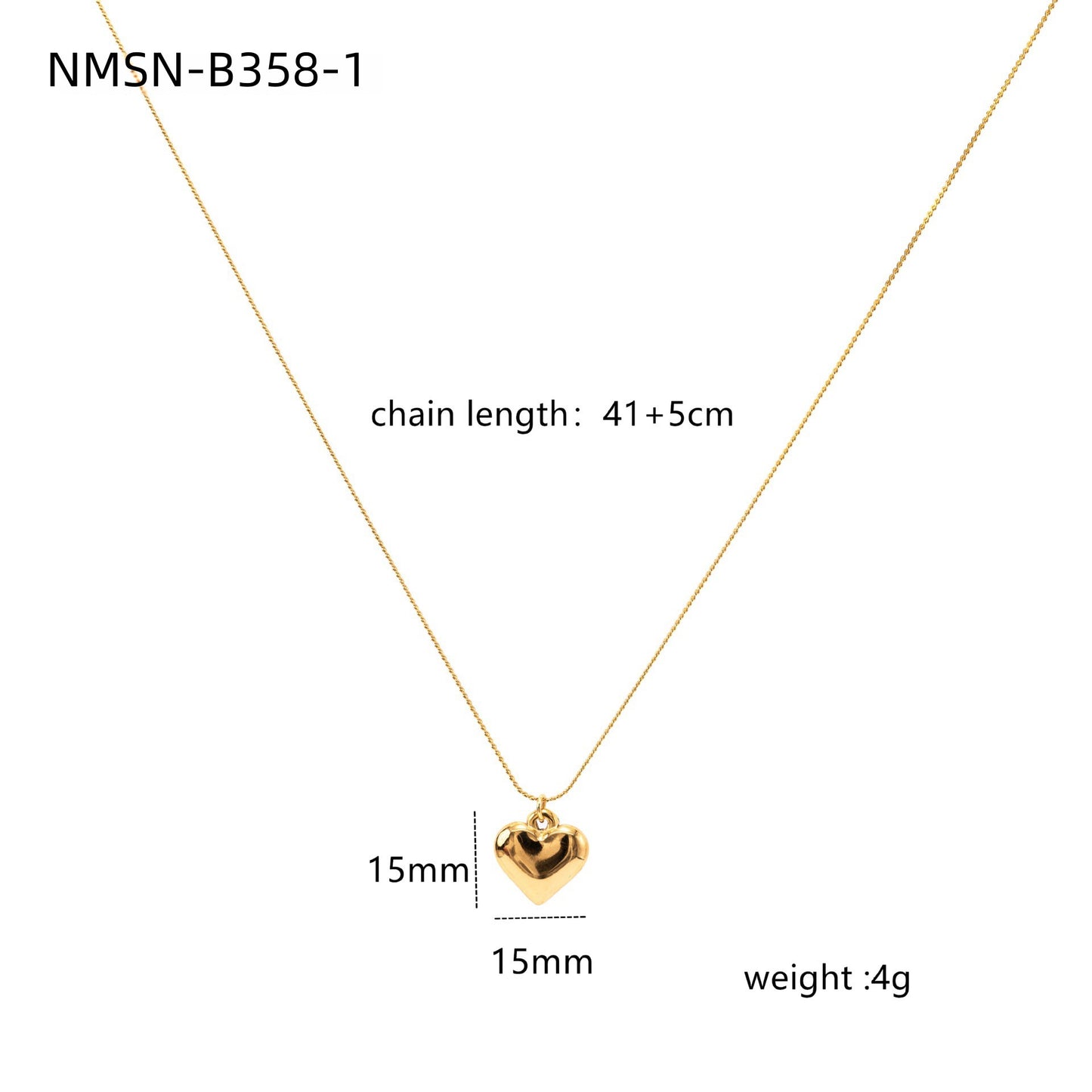 Minimalist Solid Stainless Steel Heart Pendant Necklace with Plated Finish for Women