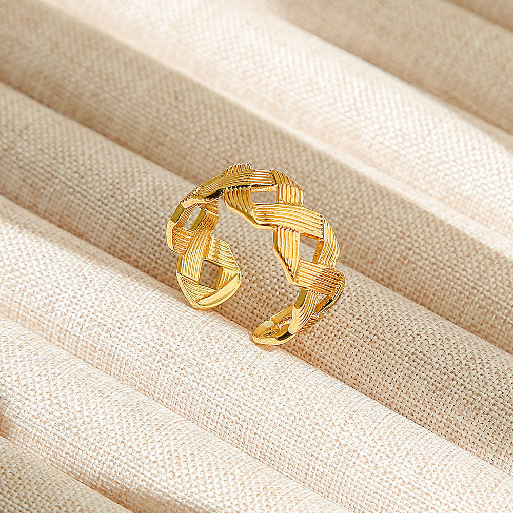 Anello regolabile in acciaio al titanio, stile hip hop geometrico, placcato per donna