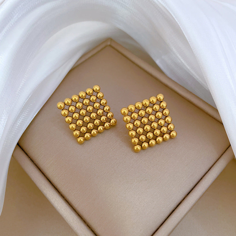 Minimalist Geometric Titanium Steel Stud Earrings for Women Cold Tone Elegant Party Jewelry