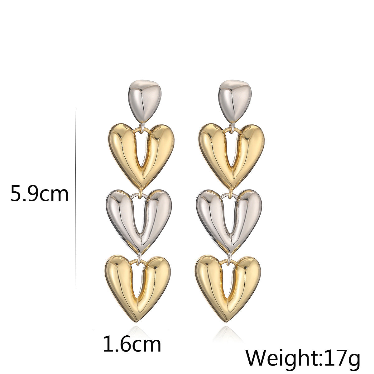Orecchini minimalisti in rame placcato oro a forma di cuore con design irregolare da donna