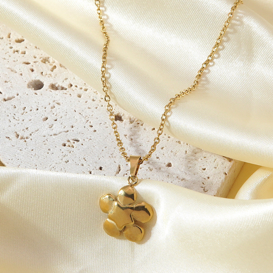Vintage Luxury 18K Gold Plated Floral Bee Stainless Steel Necklace for Women