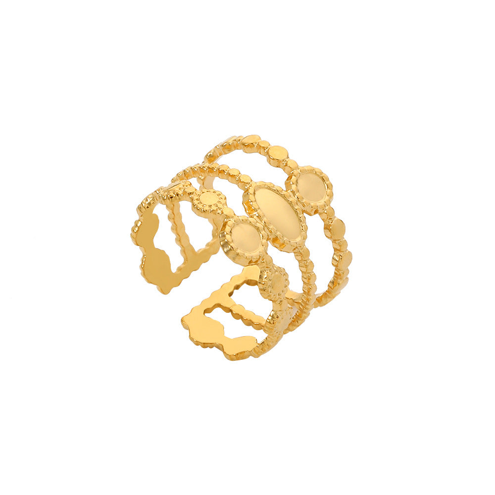 Geometric Plated Stainless Steel Ring Unisex