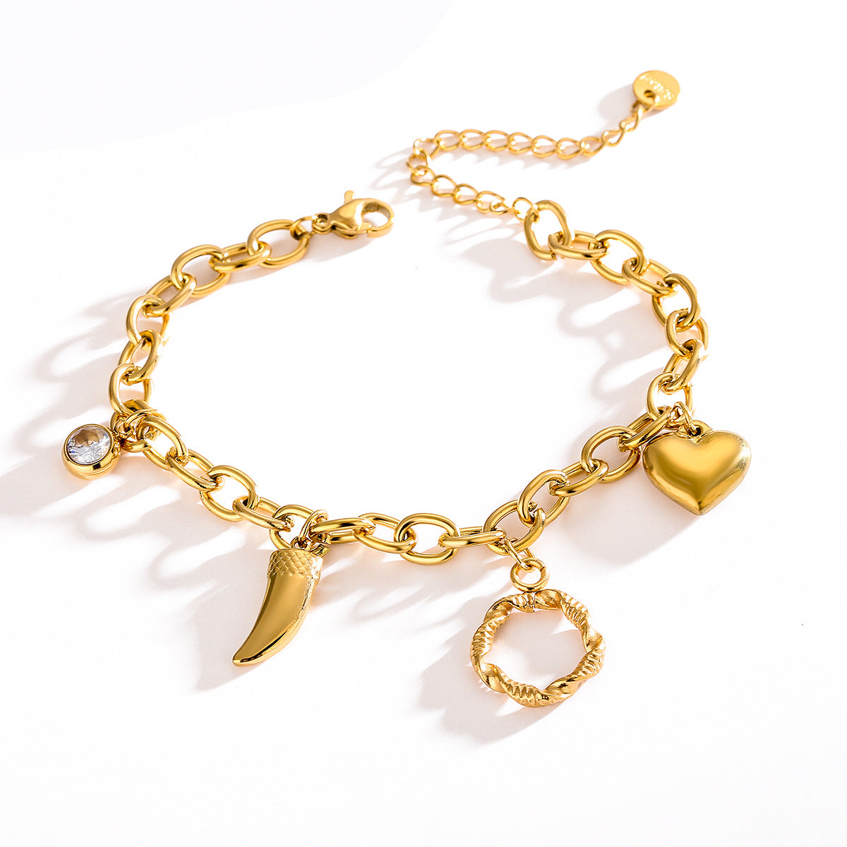 Geometric Life Tree Pendant Bracelet for Women in Titanium Steel with Gold Plating