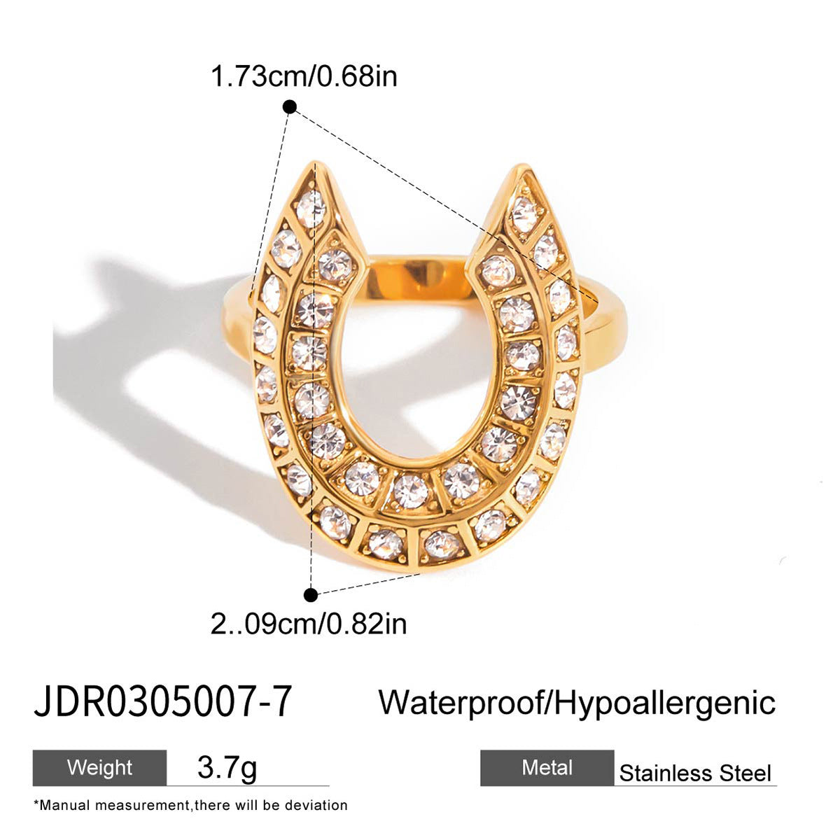 Elegant Geometric Cubic Zirconia Inlay PVD Stainless Steel Ring for Women