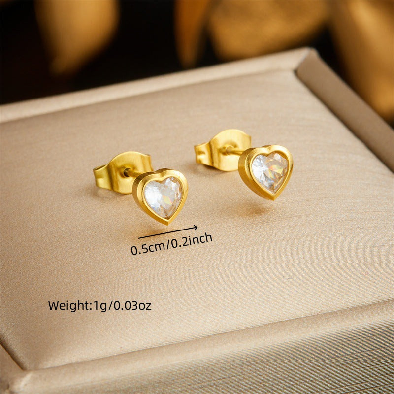 Set collana con ciondolo a cuore in acciaio inossidabile placcato minimalista e orecchini per donne