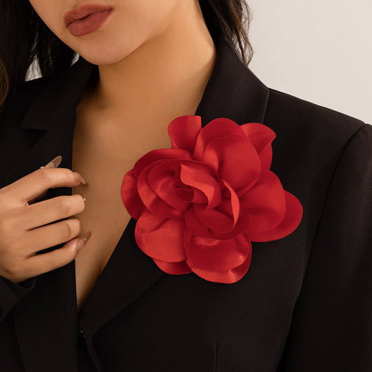 Sweet Handmade Floral Fabric Brooch and Hair Clip for Women