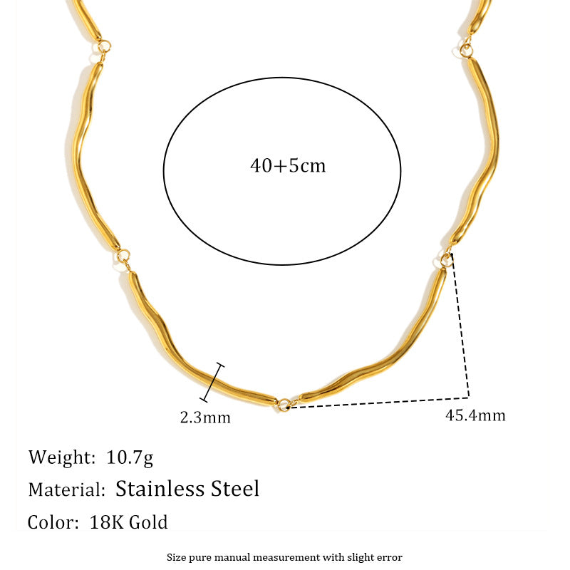 Minimalist Geometric Stainless Steel 18K Gold Plated Joint Necklace for Women