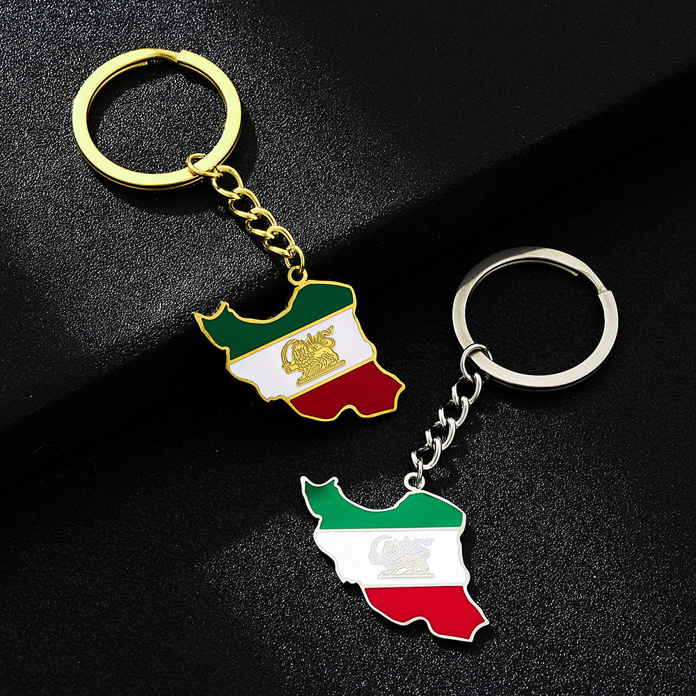Llavero Colgante de Esmalte Iraní Estilo Étnico Vintage de Acero de Titanio para Hombres y Mujeres