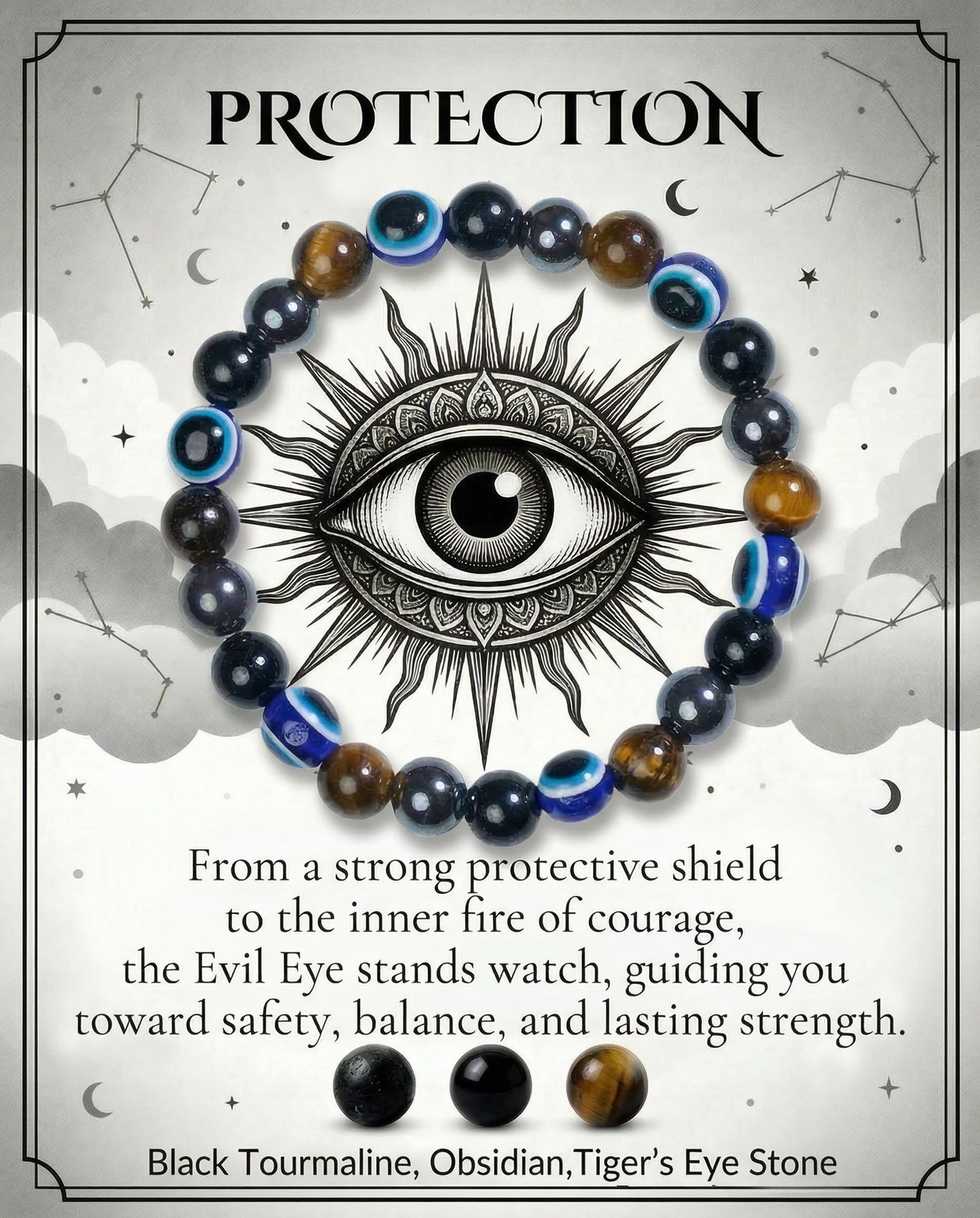 Elegant Round Natural Crystal Beaded Stretch Bracelet Unisex Fashion Jewelry