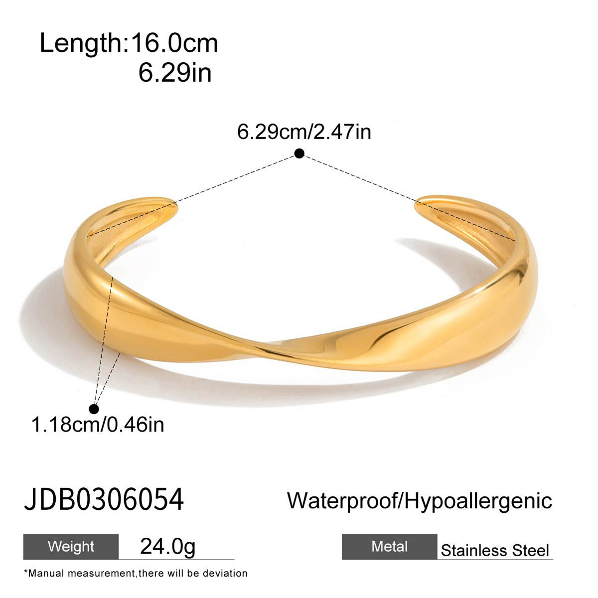 Anillo brazalete geométrico minimalista de lujo, chapado en oro de 18 quilates, de acero inoxidable, joyería de moda para mujer