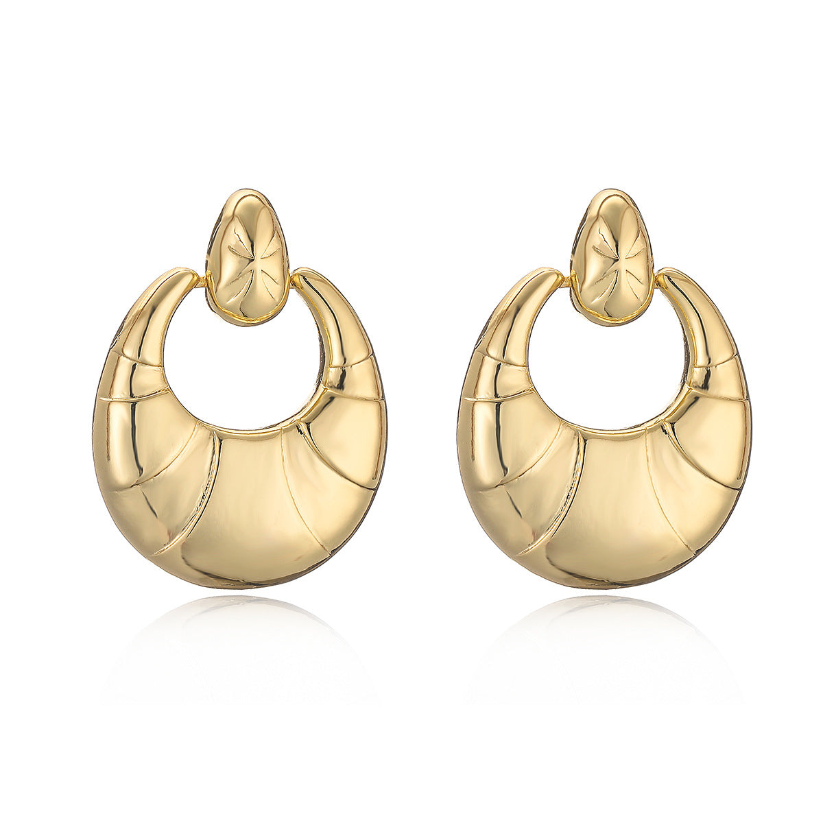 Minimalist Geometric Copper Earrings with Real Gold Plating for Women, Irregular Metal Style Fashion Jewelry