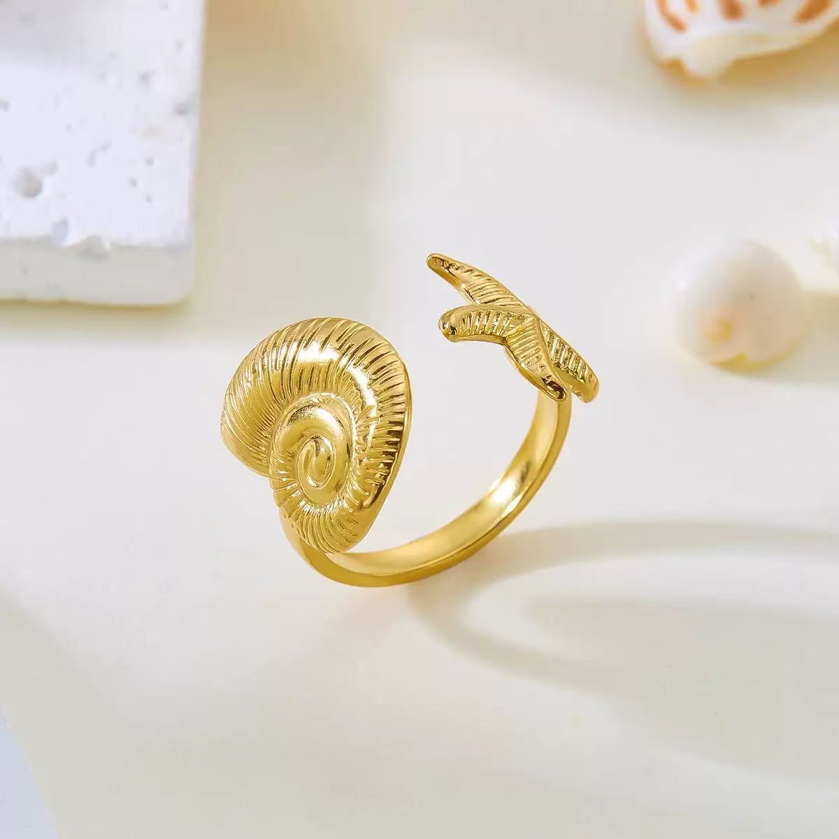 Elegant Gold Plated Stainless Steel Butterfly Star Geometric Ring