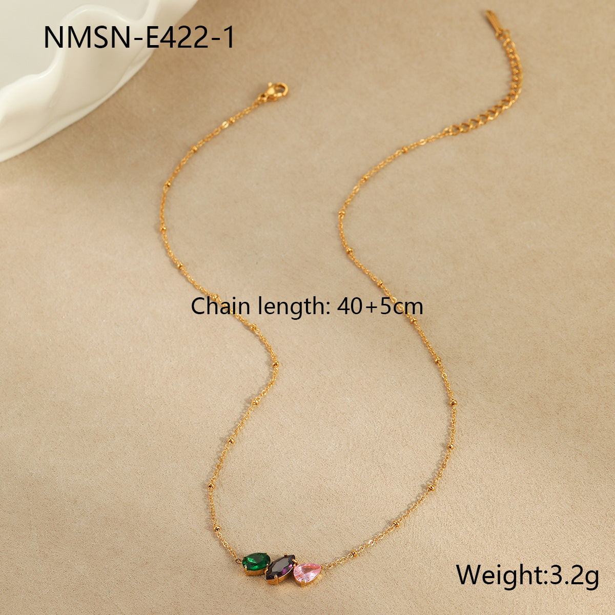 Collar de circonita con forma de lágrima, minimalista y a la moda, de acero inoxidable con chapado en oro de 18 quilates para mujer