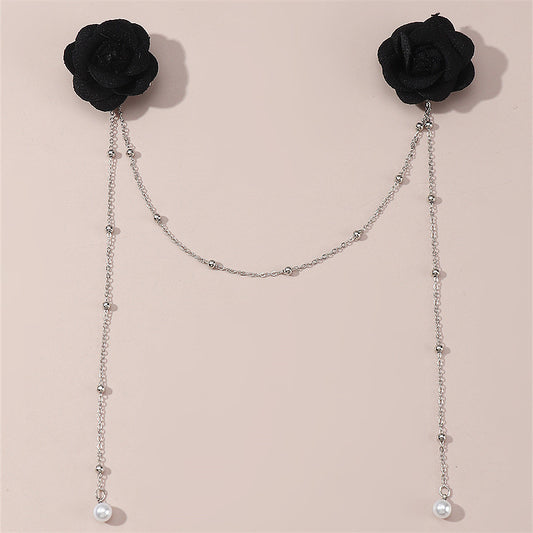 Set di fermagli per capelli con nappe di rose, perle e fiore in metallo, stile minimalista, per bambini