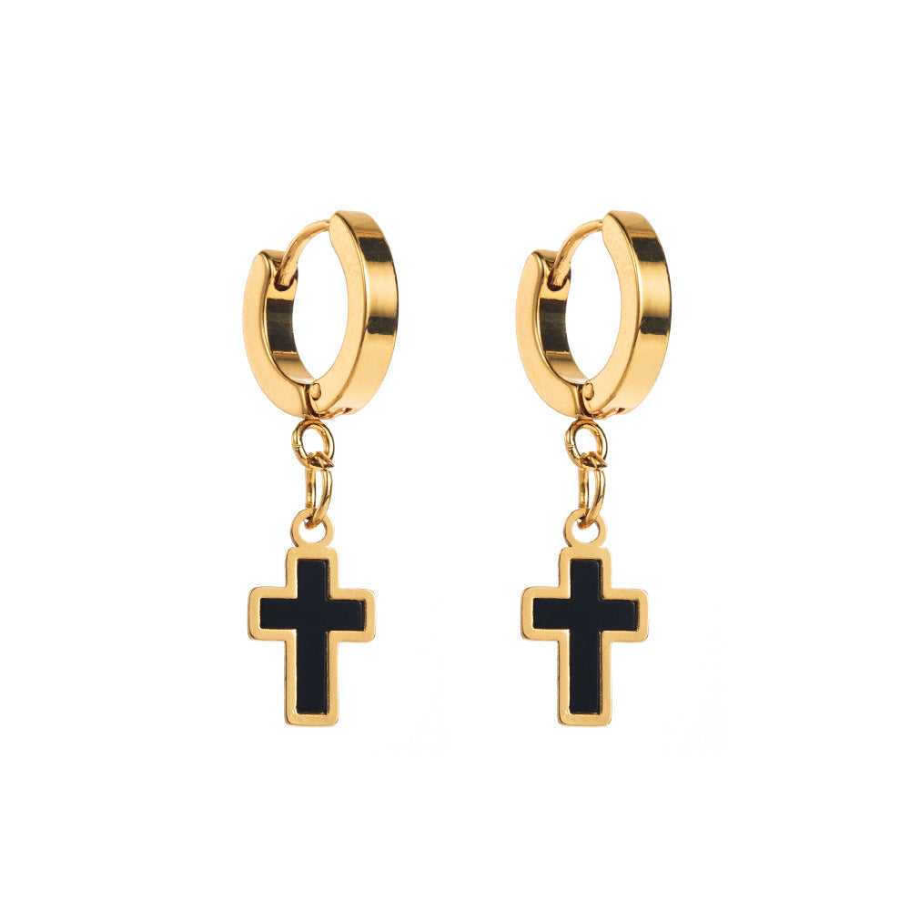 Pendientes geométricos de acero inoxidable con forma de corazón, cruz y estrella, de inspiración vintage, dulces y atrevidos para mujer