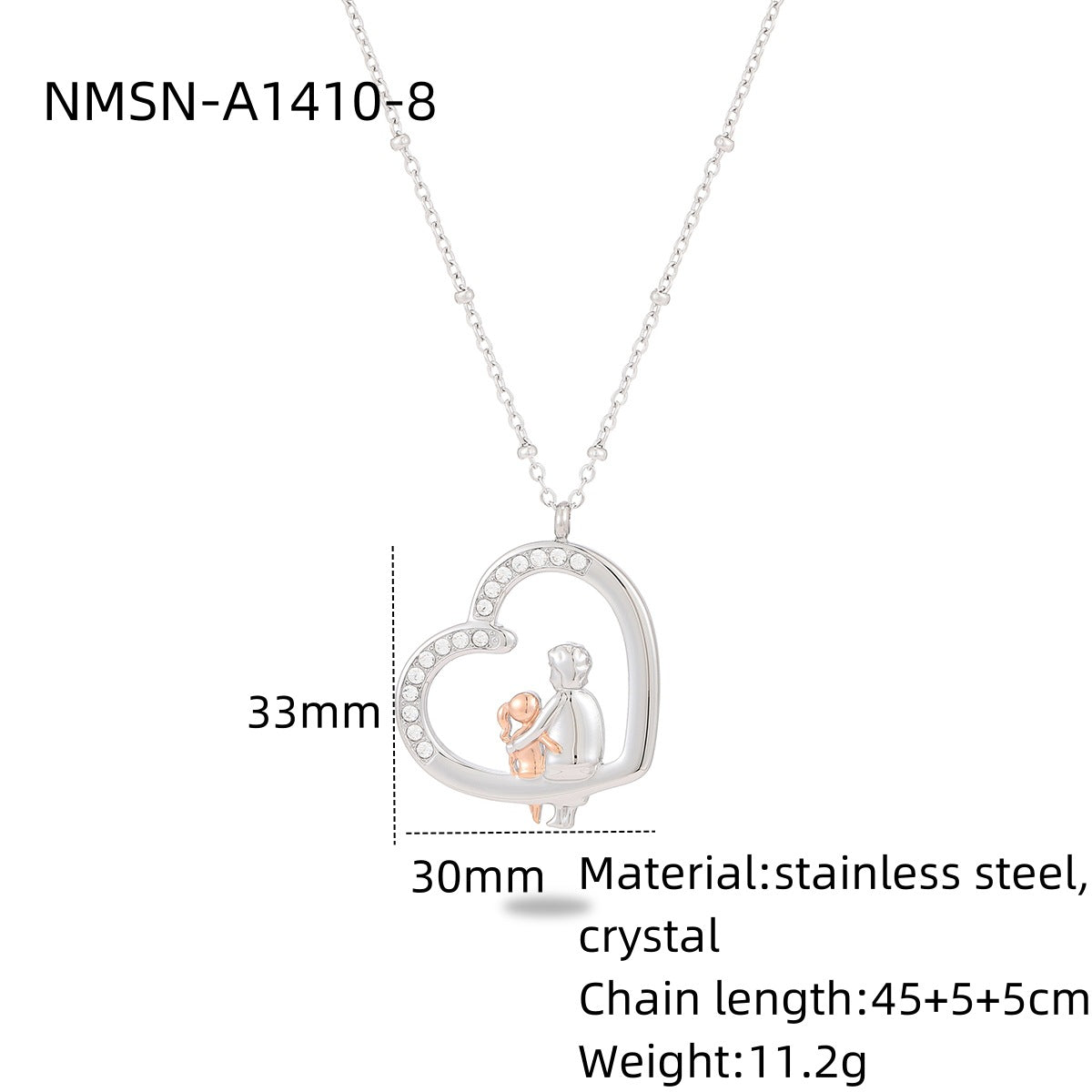 Collar con Colgante Minimalista de Acero de Titanio en Forma de Corazón para Mujer con Incrustaciones de Diamantes de Imitación y Acabado Chapado