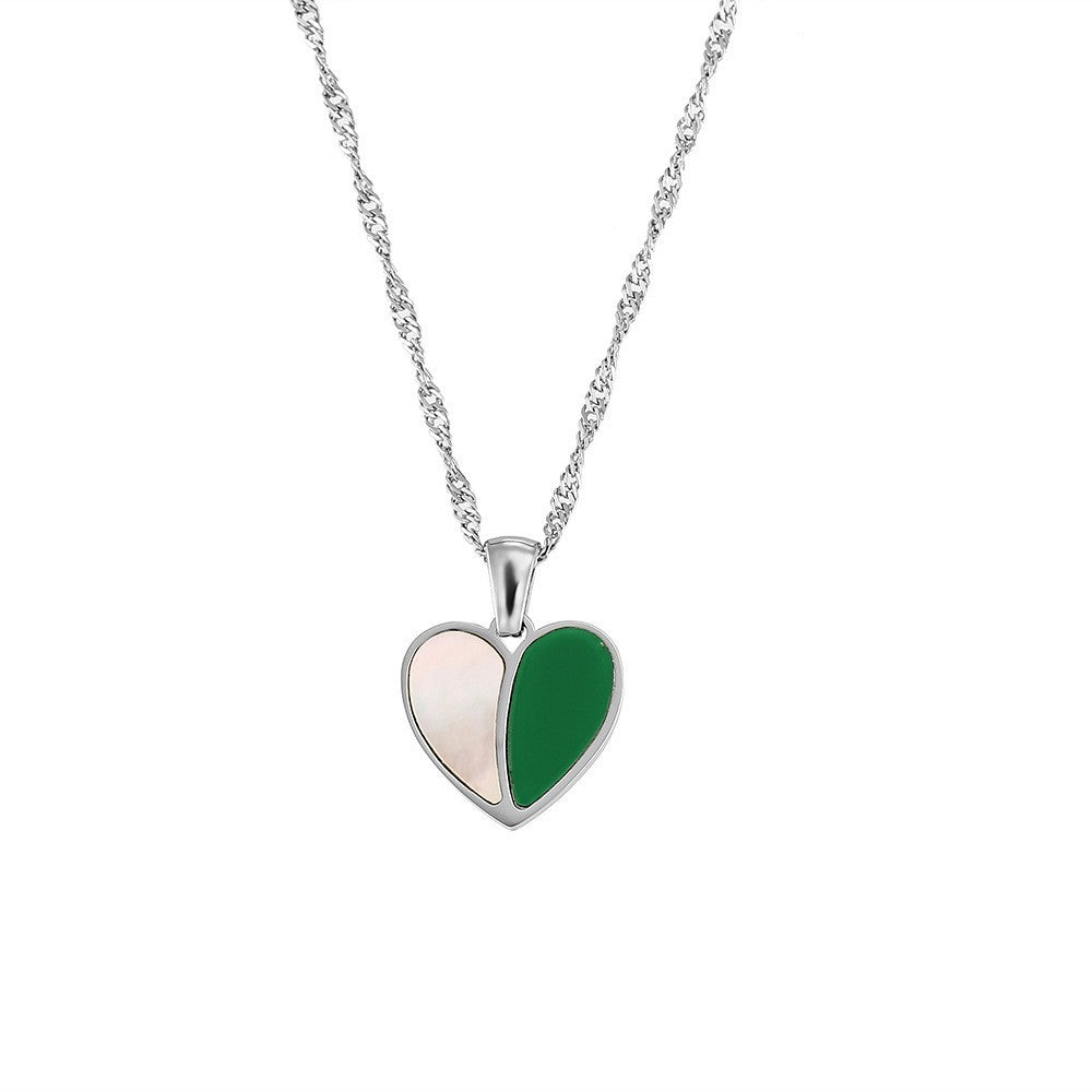 Collar con colgante minimalista de corazón de acero de titanio con chapado en oro de 18K y acabado esmaltado para mujer