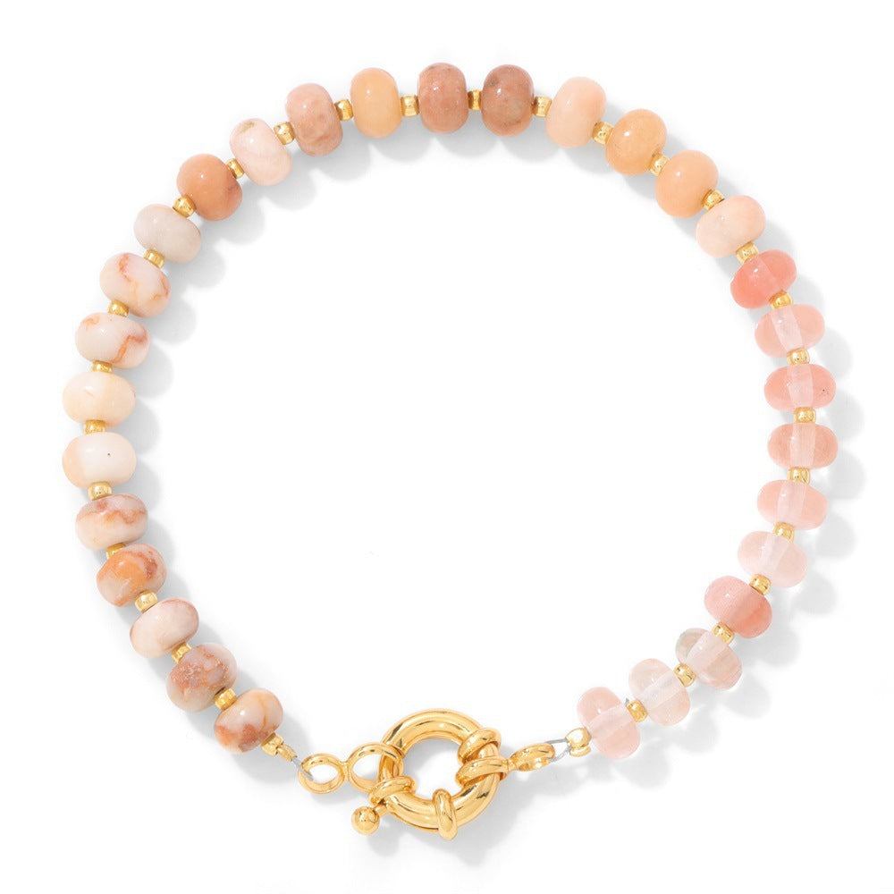 Sweet Elegant Geometric Gemstone Beaded Bracelet for Women with OT Clasp