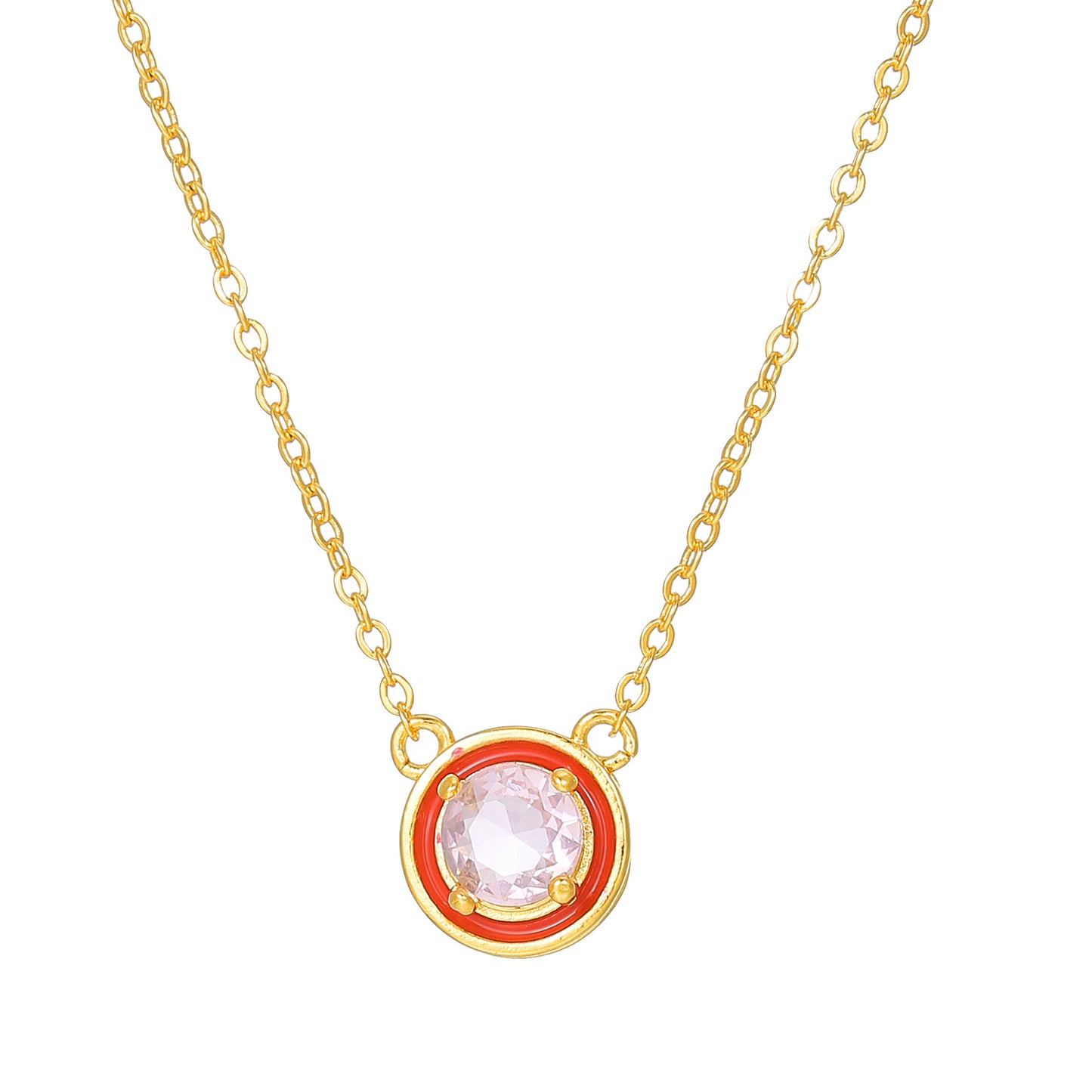 Fashion Commuter Style Round Rhinestone Collar Necklace for Women in Stainless Steel with 14K Gold Plating