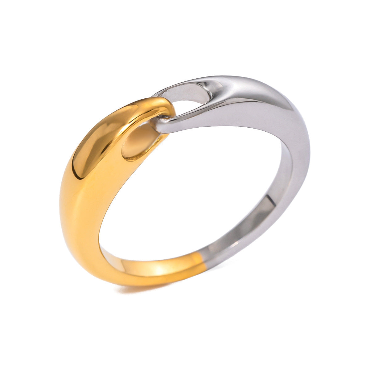 Anello da donna minimalista geometrico in acciaio inossidabile con finitura galvanica