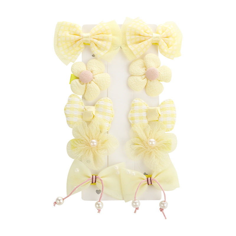 Sweet Bow-Shaped Hair Clip for Kids with Floral and Gingham Pattern Fabric Design, Tulle Netting and Macaron Color Accents