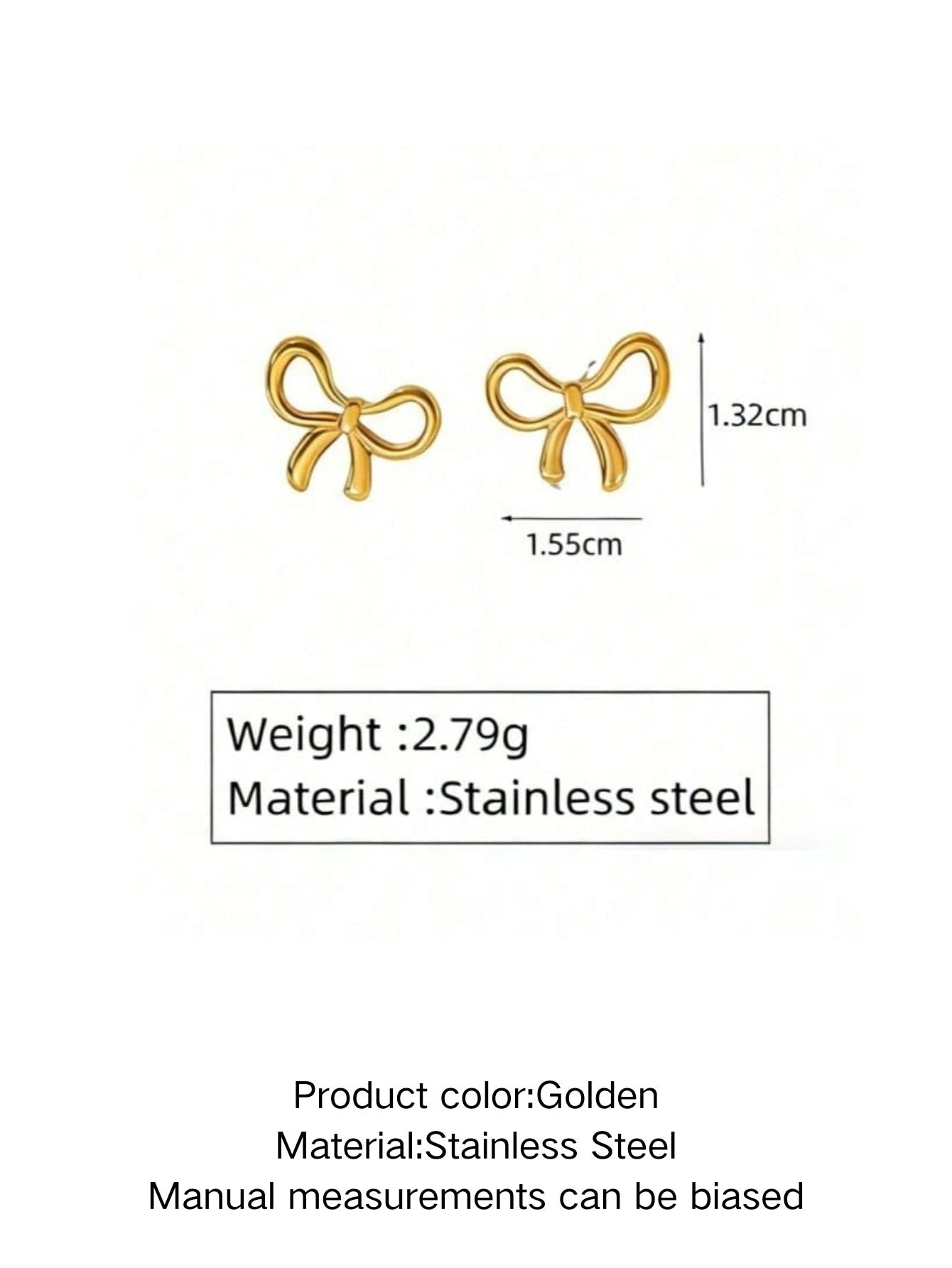 Elegante Set Collana Bracciale Orecchini in Acciaio Inox Placcato Oro 18K a Fiocco